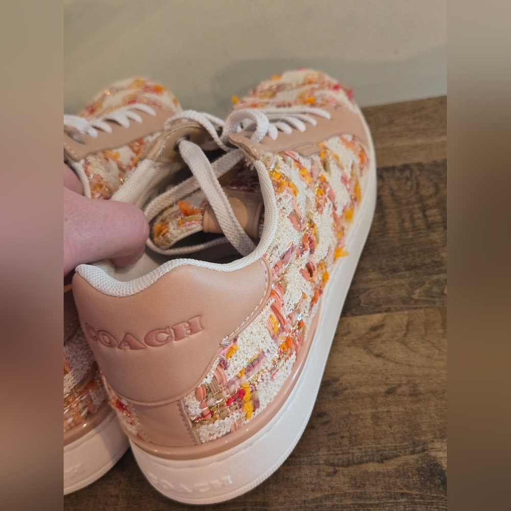 Coach Lowline Natural Multicolor Sneakers with Signature Tweed Pattern SIZE 11 - Picture 14 of 16